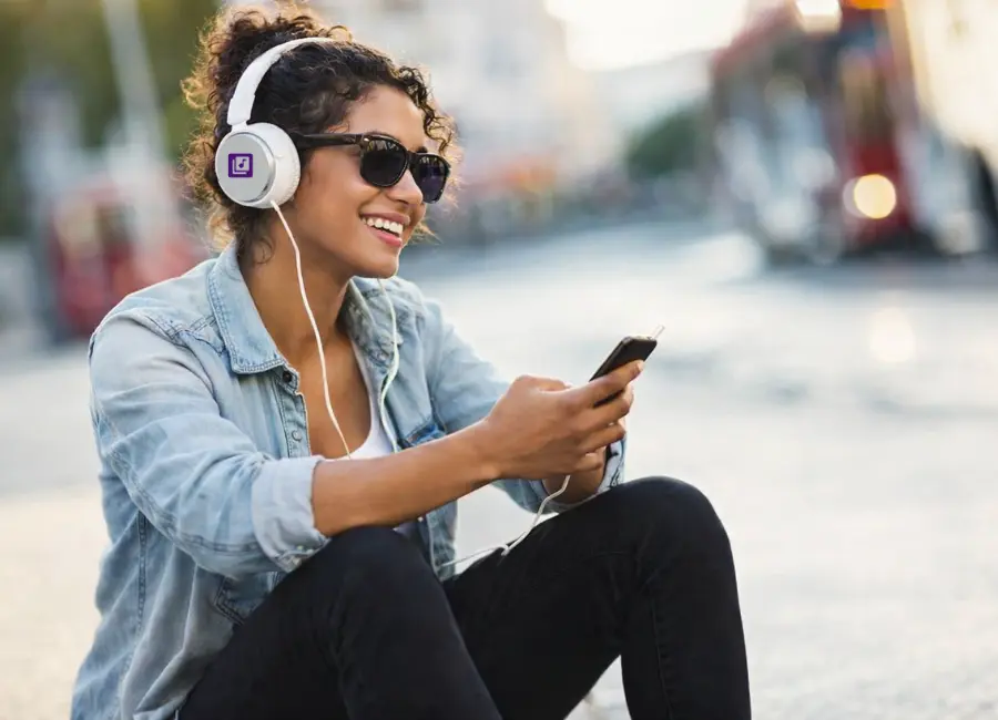 Girl is listening music